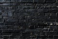 Black brick wall background, texture of old black painted bricks pattern for interior design or wallpaper decoration in dark Royalty Free Stock Photo