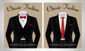 Black Business suit template with a red tie and white shirt banner Royalty Free Stock Photo