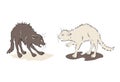 Illustration - Black Cat Against White Cat