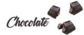 Illustration of a black chocolate on white background.