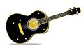 Illustration, black classical guitar icon isolated on white background. Royalty Free Stock Photo