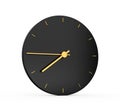 Illustration of a black clock with golden hands isolated on the white background Royalty Free Stock Photo