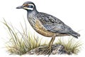 Illustration of a black-crested curlew bird AI generated animal ai