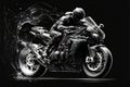 Black fast motorcycle, digital illustration painting, business, transportation