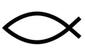 Illustration with black fish sign of christians on white background. Logo symbol. Vector illustration. stock image. Royalty Free Stock Photo