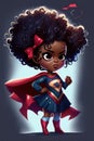 Illustration of a black girl dressed as a superhero. Generative Ai Royalty Free Stock Photo