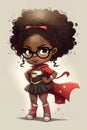 Illustration of a black girl dressed as a superheroine. Generative Ai Royalty Free Stock Photo