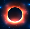 Illustration of a black hole in space with stars. Space and Supernova. Vector background