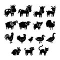 Illustration Black Icon Set of Farm Animals Royalty Free Stock Photo