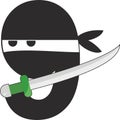 The Illustration of black ninja. This Illustration inspired by nine number