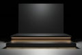 Black podium on dark background,  Mock up, Royalty Free Stock Photo