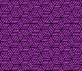 Illustration black and purple cubes with lines pattern background that is seamless