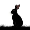 Illustration of a black rabbit in profile view. The silhouette Royalty Free Stock Photo