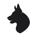 Black silhouette head of the dog on white background Royalty Free Stock Photo