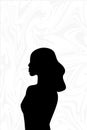 Illustration of black silhouette of woman against white abstract background