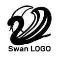 illustration of Black Swan Logo. Design template. Royalty Free Stock Photo