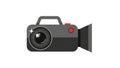 The camera has a gray handle on top and a red button on the side Royalty Free Stock Photo