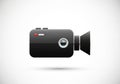 Illustration of a black video camera on a plain white background. Royalty Free Stock Photo