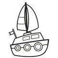 Illustration black and white boat