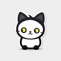 Illustration of a black and white cat isolated on a white background Royalty Free Stock Photo