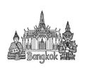 Wat Phra Kaew, the Grand Palace with Emerald Buddha and Yaksha giant. Thai Buddhist temple and travel destinations in Bangkok,