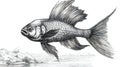 Black and white engrave isolated goldfish illustration for art and entertainment