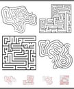 Maze leisure game graphics set with solutions