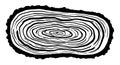Illustration of a black and white tree ring pattern, resembling a cross-section of a tree Royalty Free Stock Photo