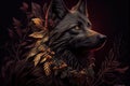 Black Wolf Portrait Illustration. Generative AI
