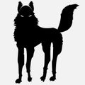 Illustration Of A Black Wolf. Wolf With Tattoo Exposition And T-shirt Design. Halloween Icon. Wild Animal