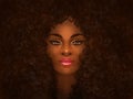 Black woman beauty. Portrait of a beautiful girl looking straight with curly dark hair, afro hairstyle Royalty Free Stock Photo