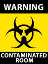 Illustration of a black and yellow [CONTAMINATED ROOM, WARNING] sign