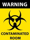 Illustration of a black and yellow [CONTAMINATED ROOM, WARNING] sign