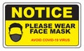 Notice Please Wear Face Mask Sign