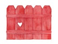 Bright red decorative fence part with love heart. Royalty Free Stock Photo