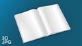 Illustration Blank White Opened Magazine On White Background. Mock Up Template. Royalty Free Stock Photo