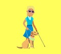 Illustration of a Blind Boy Being Guided by a Seeing Eye Dog Royalty Free Stock Photo