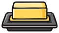 Illustration of a Block of Butter in a Butter Dish for Spreading on Bread Royalty Free Stock Photo