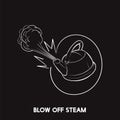 Illustration of blow off steam idiom