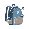 Illustration of a blue and beige backpack with a minimalist design. The backpack Royalty Free Stock Photo
