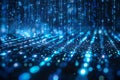 Blue binary code falling on a dark background, high quality, high resolution Royalty Free Stock Photo