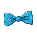 Illustration of blue bow tie with print a polka dots Royalty Free Stock Photo