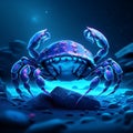 Illustration of a blue crab on a dark background. 3d rendering Generative AI Royalty Free Stock Photo