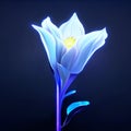 Illustration of a blue crocus on a dark background - digitally rendered AI generated