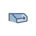 An illustration of a blue 3D inbox tray icon on a white background. The tray has a Royalty Free Stock Photo