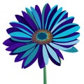 Illustration of a blue daisy flower on a white background. Generative AI Royalty Free Stock Photo