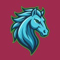 Illustration of a Blue Horse Head with Green Outline EPS 10 Royalty Free Stock Photo