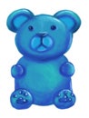 illustration of a blue jelly bear.