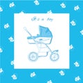 Illustration of blue pram with nipples