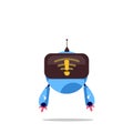 Illustration of a blue robot vector with a weak signal